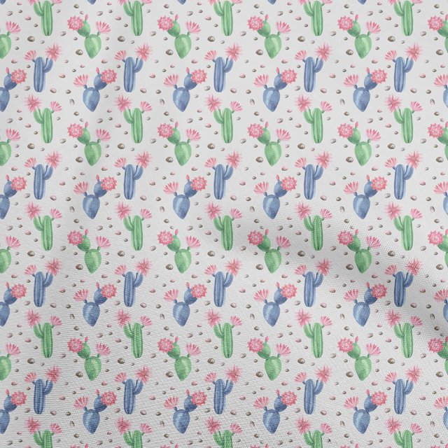 oneOone Polyester Spandex Light Pink Fabric Cactus Craft Projects Decor Fabric Printed By The Yard 56 Inch Wide