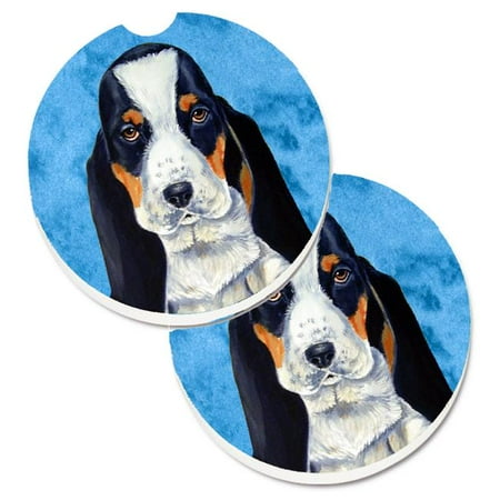 

Blue Basset Hound Set of 2 Cup Holder Car Coaster