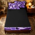 thumbnail image 4 of Erosebridal Modern Camo Zipper Queen Comforter Set with Fitted Sheet and 2 Pillowcases for Boys Men, Forest Animal Silhouette Print Zipper Bedding Set, Purple, Black Reversible, 4pcs, 4 of 7