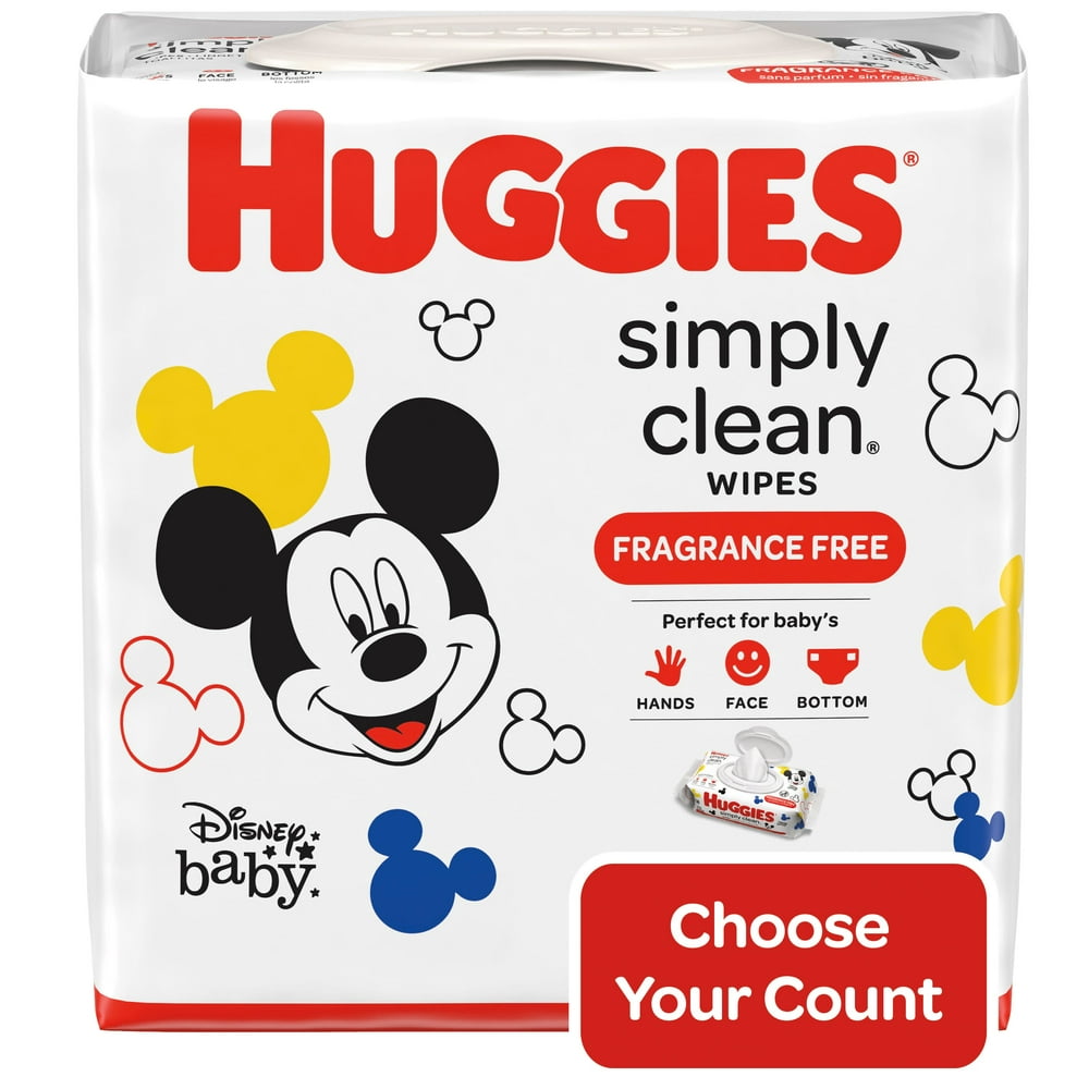 Huggies Simply Clean Unscented Baby Wipes, 11 Flip Lid Packs (704 Wipes