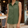 thumbnail image 4 of cocolona Womens Summer Tank Tops Sleeveless Collar Button Basic Shirts Dressy Casual Solid Color Blouses, 4 of 5