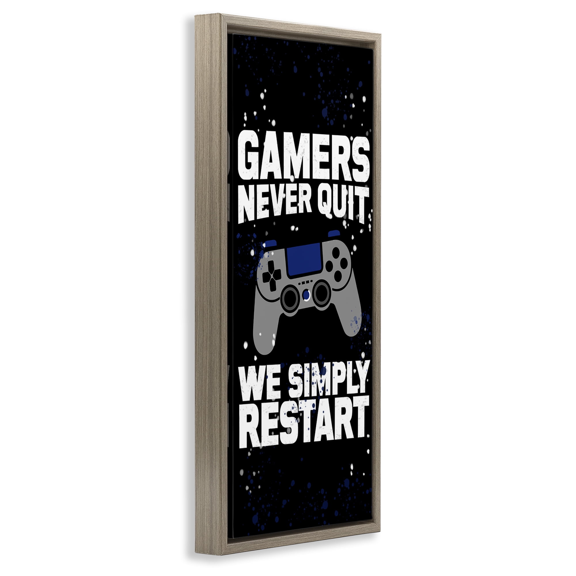 Stupell Industries Never Quit Simply Restart Brown Framed Floater Canvas Wall Art, design by Kim Allen