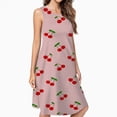 thumbnail image 2 of Cherries Spring Summer Dresses For Women Fashion Dress Casual Sleeveless Loose Sundress With Pockets, 2 of 4