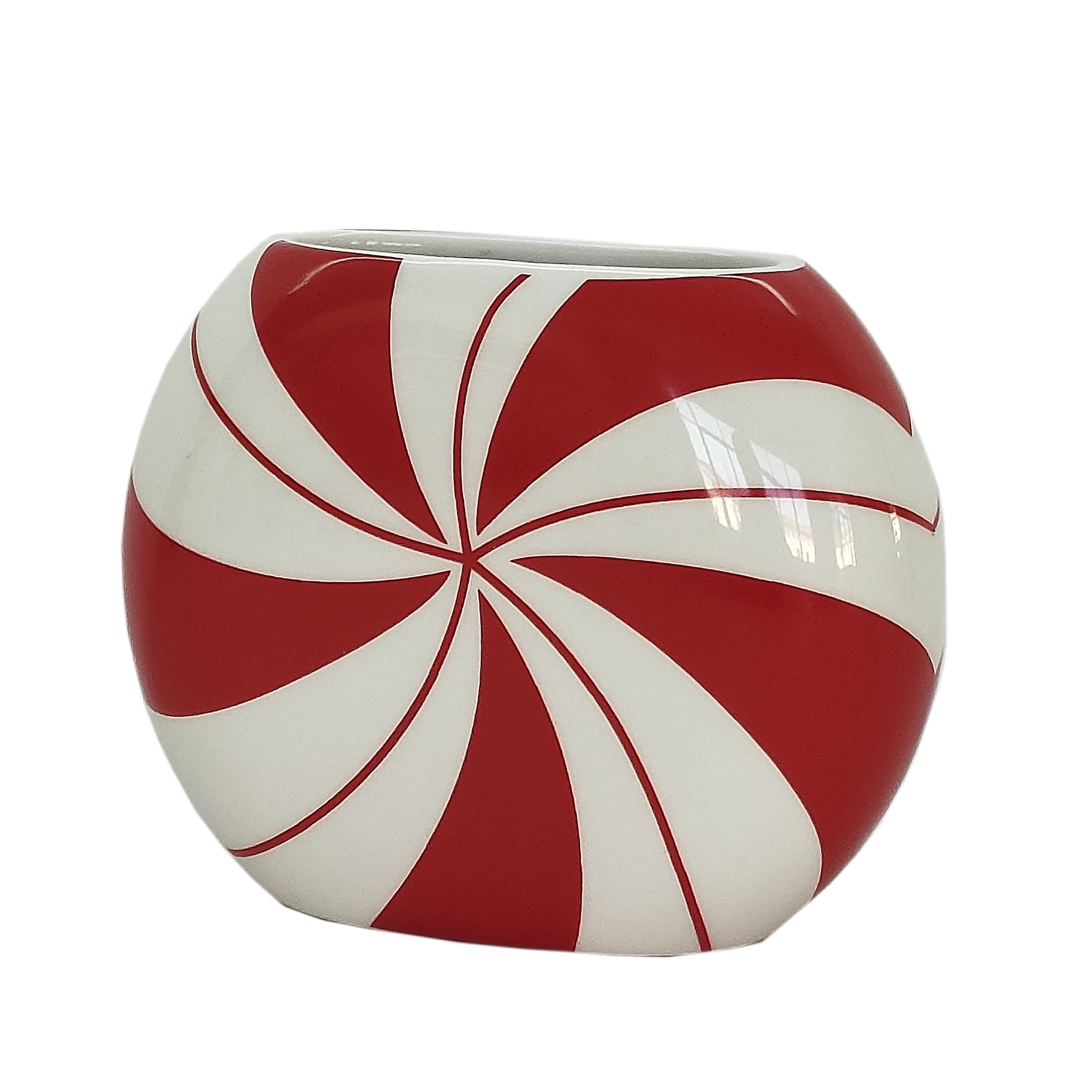 Holiday Time - Brandclub - Red and Whtie Ceramic Candy Vase, 4.33