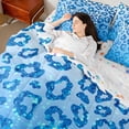 thumbnail image 4 of Feelyou Glitter Leopard Print Comforter Set 7pcs, Blue Sequin Print King Bedding Sets, 4 of 8