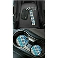 thumbnail image 4 of Jeiento Southwest Aztec Car Seat Covers Front Back Seats Set 15 Piece Steering Wheel Cover Seatbelt Cushion Pad Trash Bin Air Vent Pocket Rearview Mirror Cover Blue Cup Holder Key Chain, 4 of 7