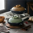 thumbnail image 3 of Large Korean Ceramic Bowl with Lid and Platter, Sizzling Hot Pot for Dolsot Bibimbap, Soup, Casserole, Rice, 3 of 6