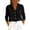 Black, variant on Women's Cotton Linen Button Down Shirt Lapel Collar Long Sleeve Cuffed Textured Solid Casual Blouse Top Blue 2XL
