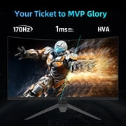 KTC 27 inch Gaming Monitor, 1440P Curved Monitor, 180Hz, 144Hz, 2K, 1500R, 1ms, FreeSync/G-Sync Compatible, DisplayPort/HDMI/USB, Ultrawide PC Vesa/Wall Mount Computer Monitor, H27S17