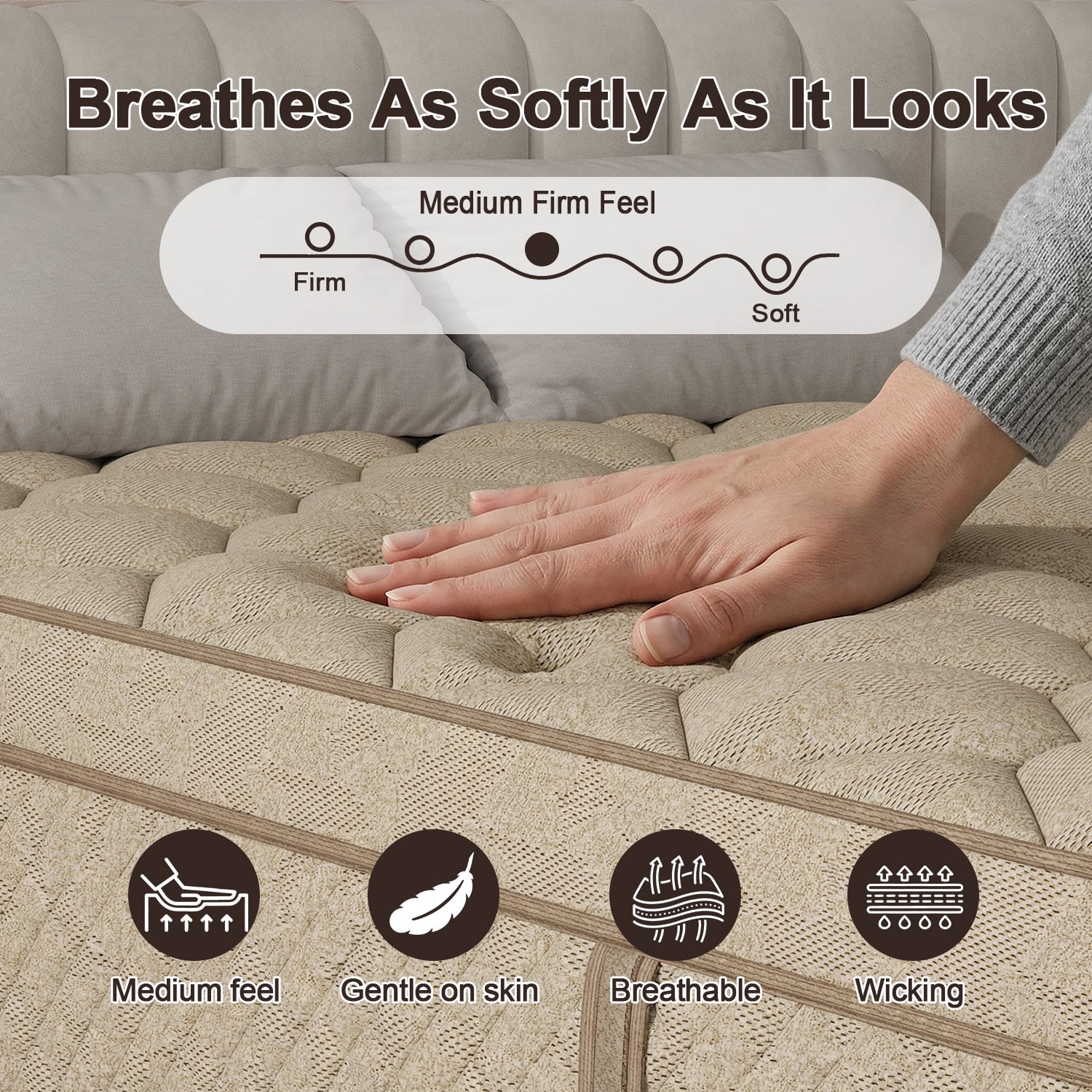 Duchessz 14inch Full Mattress in a Box Gel Memory Foam Medium Firm Euro Top Hybrid Mattress