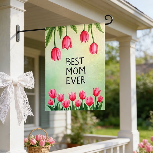 Double Sided Garden Flag | Reversible Yard Flag for Porch Decoration | Outdoor Home Decor with Heart and Flower Designs | Mother's Day Gift for Mom | 17.7 x 11.8 Inch Seasonal Decoration