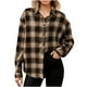 thumbnail image 2 of Blusa de manga larga con cuello vuelto para mujer, blusa informal de manga larga con cuello vuelto, blusa holgada con abertura frontal y estampado de letras., 2 of 7