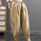thumbnail image 4 of Pantalones harem cortos de talla grande - Pantalones de lino con elástico en la cintura y parches de encaje, 4 of 8