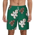 thumbnail image 2 of Picia Gingerbread Snowman Cookies pattern Mens Swim Trunks with Compression Liner Stretch Beach Shorts Quick Dry with Zipper Pockets No-Chafing Board Shorts-Medium, 2 of 9