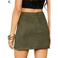 thumbnail image 6 of PULLIMORE Womens Faux Suede Short Skirt A-Line Knee Length Split High Waist Pencil Skirt (S, Green), 6 of 6