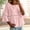 Pink, variant on 3/4 Length Bell Sleeve Babydoll Tops for Women Round Neck Lace Trim Ruffle Peplum Blouses Dressy Summer Cute Shirts Hollow Out Crochet Lace White L