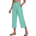 thumbnail image 4 of Linen Capri Pants for Women Straight Leg Loose Fit Summer Capris High Waisted Pull On Casual Cropped Trousers with Pockets, 4 of 7