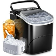 Ice Maker – 26.5Lbs/24H, 9 Cubes in 6 Mins – 2-Size Bullet Ice, Self-Cleaning – for Home Kitchen (Black)