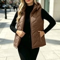 thumbnail image 6 of hoksml Women's Hooded Quilted Vest Full Zip Sleeveless Padded Warm Lightweight Gilet for Outdoor Travel Daily Casual Comfort, 6 of 8