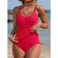 thumbnail image 4 of Asoul Twist V Neck One Piece Swimsuit for Womens Tummy Control Swimdress Monkini Swimwear Tie Side Mesh Bathing Suits, 4 of 9