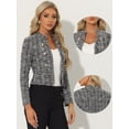 thumbnail image 2 of DARING DIVA Women's Elegant Stand Collar Business Plaid Tweed Blazer XS Black, 2 of 6