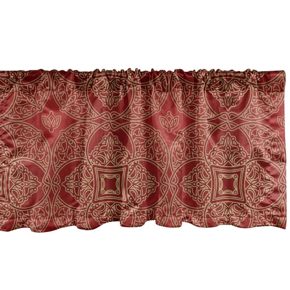 Ambesonne Oriental Window Valance, Motif, 54" X 12", Vermilion Camel and Tan