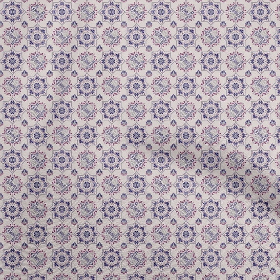 oneOone Cotton Flex Light Pink Fabric Asian Suzani Sewing Material Print Fabric By The Yard 40 Inch Wide