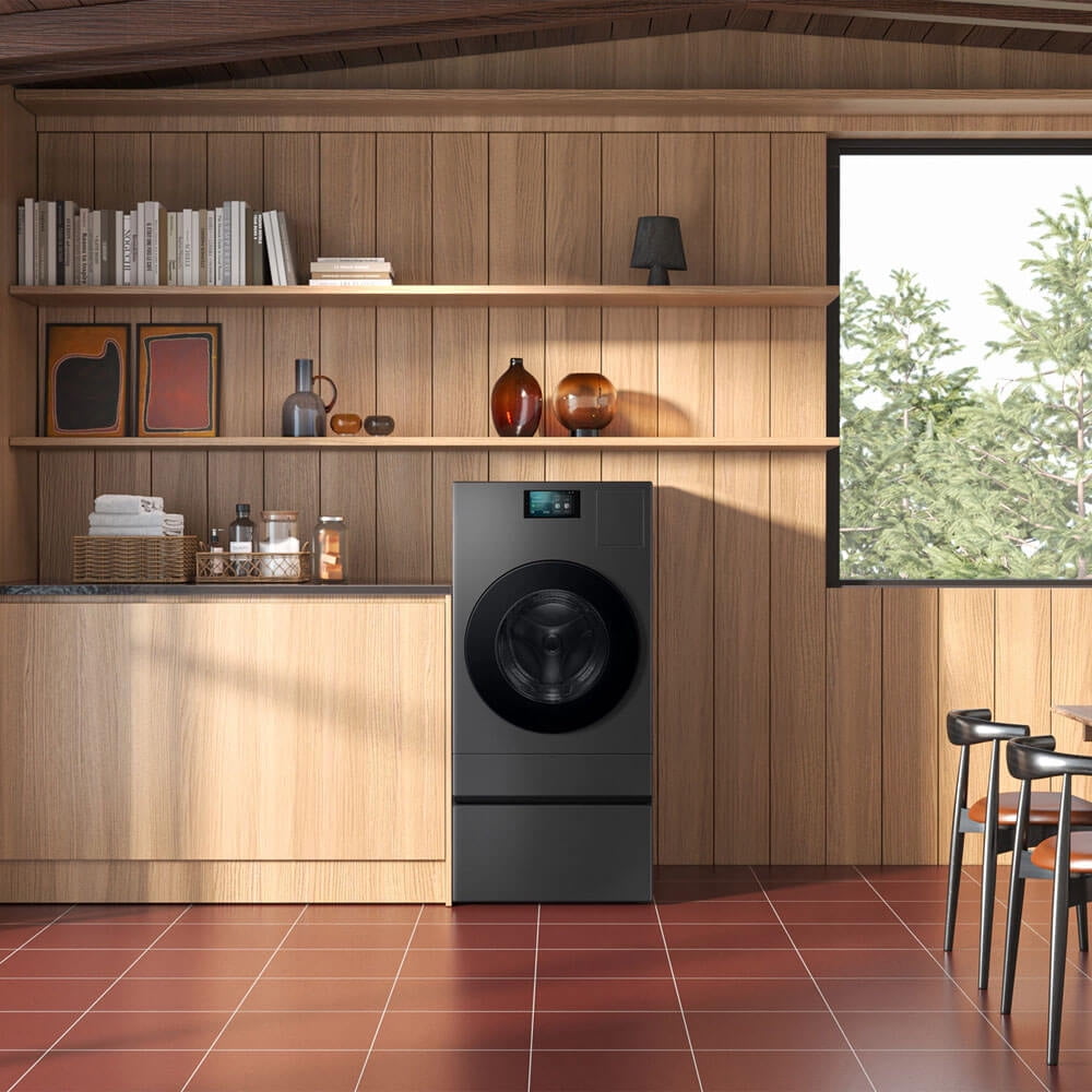 Samsung WE702NZ 15 inch Bespoke AI Laundry Combo Pedestal with Storage Drawer - Dark Steel