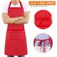 thumbnail image 3 of 2 piezas de delantales de rayas con pechera ajustable $ 2 piezas de delantales de cocina unisex $ 2 piezas de delantales de cuello alto ajustables adecuados para chefs, 3 of 5