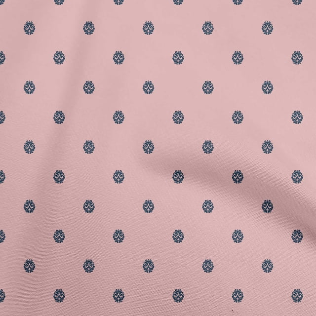 oneOone Polyester Spandex Pink Fabric Asian Block Print Craft Projects Decor Fabric Printed By The Yard 56 Inch Wide