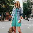 thumbnail image 3 of Ratiio Turquoise Wooden2 Pattern Women's Sleeveless Dress - Casual Summer Dress with Pockets, Above Knee Length, Round Neck, Ideal for Beach, Vacation, Work, 3 of 8