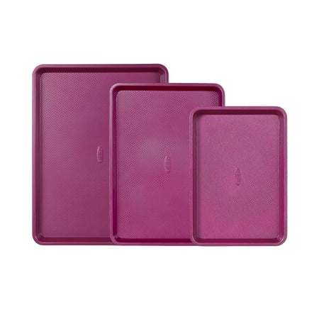 Carote 3-Pc Rectangular Baking Pan Set, Bakeware Set Including 13-15-17 inch Sheet Pan, Royal Violet