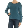 thumbnail image 2 of BAR III Womens Teal Ruffled Low Back Long Sleeve Jewel Neck Top Size: M, 2 of 3