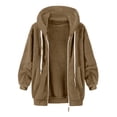 thumbnail image 5 of Women's Warm Winter Hooded Coat Jacket Outwear Zipper Neck Long Sleeve Casual Daily Wear Loungewear Travel Ultra Soft All Day Comfort Cozy | CSEONE,Khaki XL, 5 of 9