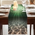 thumbnail image 3 of Table Runners 90 Inches Long Dress Scarves, Dark Green Ocean Waves Farmhouse Coffee/Dining/Kitchen Table Runner for Living Room, Summer Beach Coastal Abstract 13x90 Inch, 3 of 9