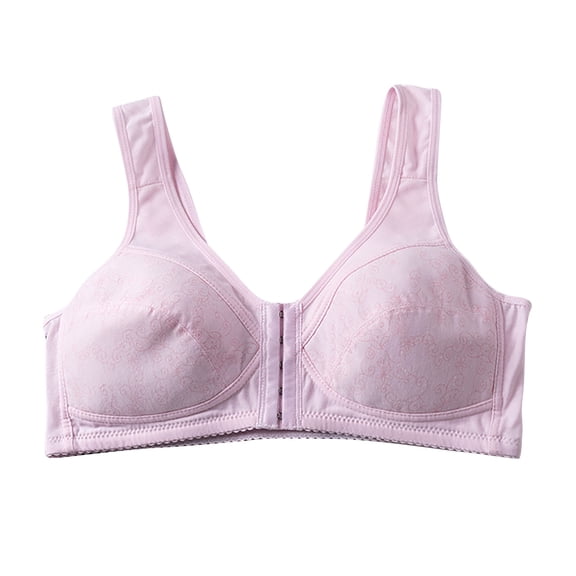 Admvng Womens Bras Large Size Solid Color Front Buckle Without Steel Ring Sponge and Seamless Underwear Daily Bra, Size 36-44