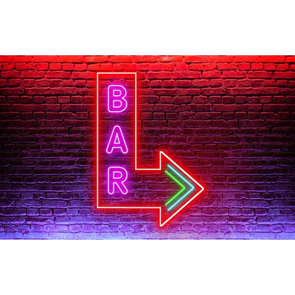 Bar Open Neon Sign, Personalized Neon Sign Game Room Decor, Neon Bar Light Man Cave Door Sign Wall Decor, Vertical Outside Bar Sign(Right)