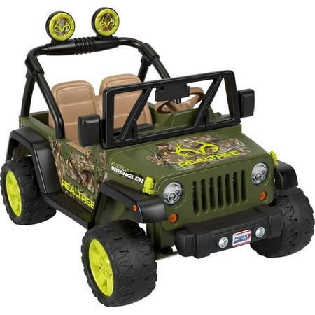 Power Wheels Realtree Jeep Wrangler Battery-Powered Ride-On Vehicle with Sounds & Storage