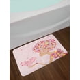 thumbnail image 2 of Pink Bath Mat, Fashion Flowers Girl with Heart of Butterflies Wings Spring Theme Artistic Hand Drawn, Non-Slip Plush Mat Bathroom Kitchen Laundry Room Decor, 29.5 X 17.5 Inches, Multicolor, Ambesonne, 2 of 2