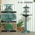 thumbnail image 4 of Outsunny 3-in-1 Garden Bird Bath Bowl Pedastal with Bird Feeder, Green, 4 of 10