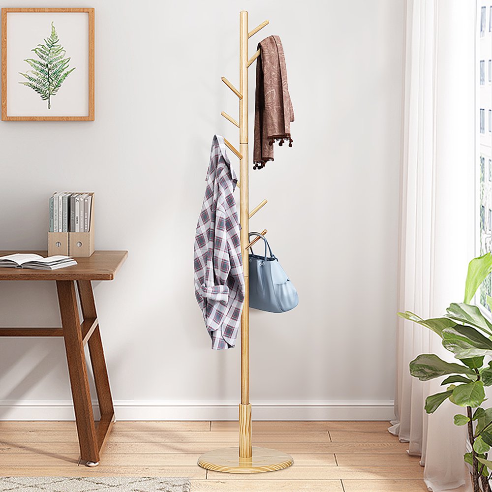Novashion 69 inch Height Wood Coat Rack, Standing Floor