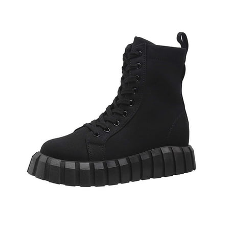 

KBKYBUYZ Women s Comfy Casual Comfortable Low-Heeled Mid Calf Boots Round Toe Flock Boots
