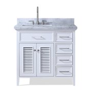 ARIEL KENSINGTON 37 IN. LEFT OFFSET SINGLE SINK VANITY IN WHITE