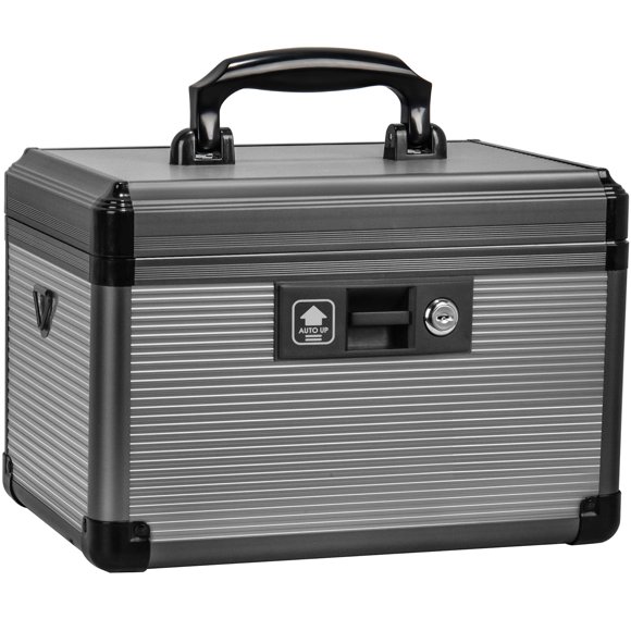 Caja de seguridad para medicamentos Lockbako, aleación de aluminio negra, 30 x 20 x 20 cm