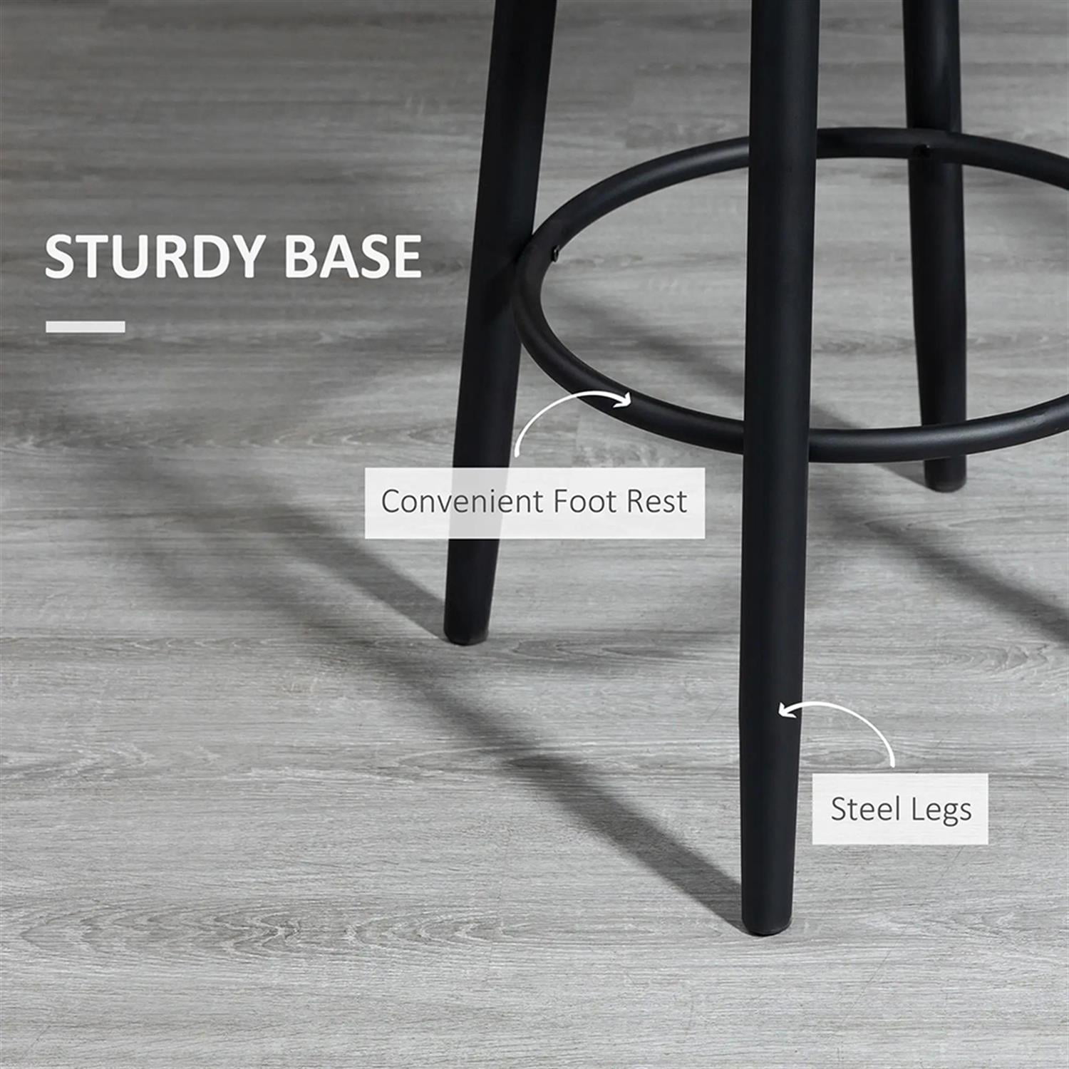 Demi Bonn Modern 360° Swivel Bar Stool Set of 2, Cushioned Bar 29.5" Seat Height Stool with Upholstered Back and Steel Legs for Kitchen, Dinning Room, Beige