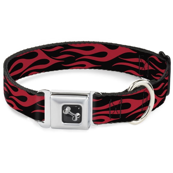 Buckle-Down Pet Collar, Dog Collar Metal Seatbelt Buckle, Flame Red, 9.5 to 13 Inches 1.0 Inch Wide