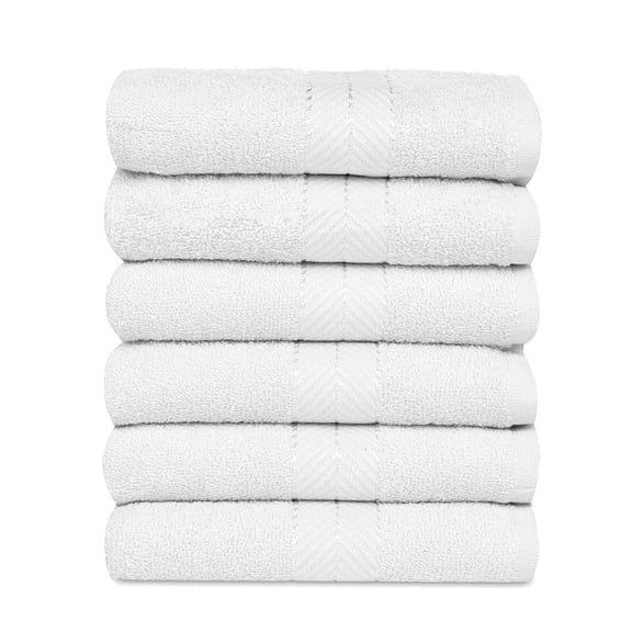 Casa Lino 6Pc Hand Towels for Gym & Spa (24" x 16") 100% Cotton, Ultra Soft & Absorbent (White)