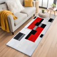 thumbnail image 3 of Black Red Block Area&nbsp;Rug 2x6ft Geometric Abstract Non-Slip&nbsp;Washable Square&nbsp;Rugs Soft Felt Indoor Floor Mat for Bedroom Kitchen Living Room Bathroom, 3 of 9