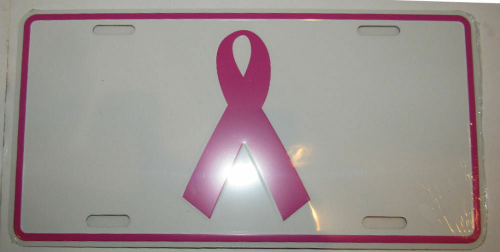 Breast Cancer Pink Ribbon Awareness Pink 6"x12" License Plate Sign 