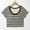 Gray, variant on Girl's Striped Crop Top Summer Short Sleeve Color Block T-Shirts with Chest Cushion Y2K Round-Neck Blouses for Kids for 14-20 Years